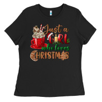 Black just a girl who loves christmas Ladies Tee - BundleAndBundleShop