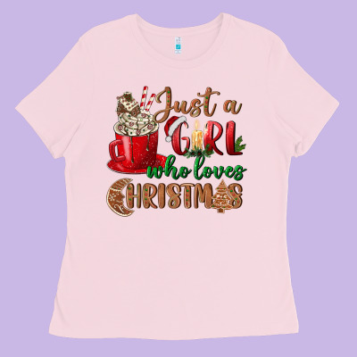 Just A Girl Who Loves Christmas Ladies Tee Designed By Bundleandbundleshop