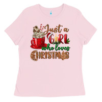 Bubblegum Pink just a girl who loves christmas Ladies Tee - BundleAndBundleShop