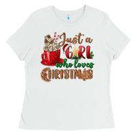 White just a girl who loves christmas Ladies Tee - BundleAndBundleShop