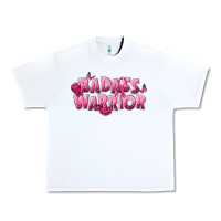 White Badass warrior Breast Cancer Urban Heavy Tee - NancyCooperArtShop