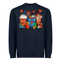 Navy Basketball Coffee Cups Heavyweight Sweatshirt - FaDigitalArtStudio
