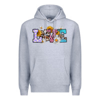 Heather Grey dog paw love Premium Hoodie - RanaPortraitStore