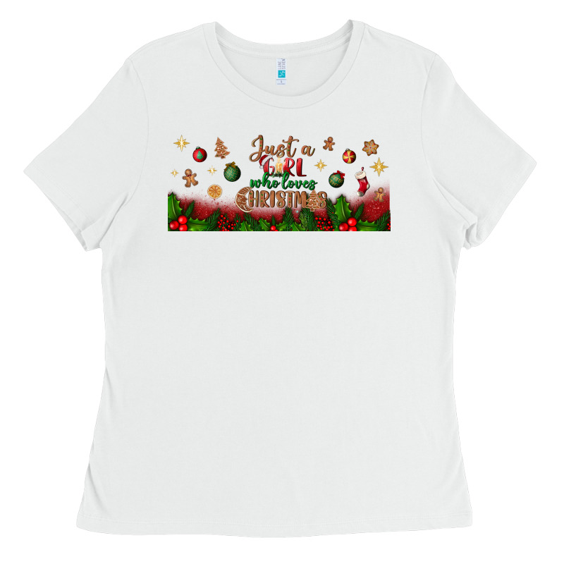 Just A Girl Who Loves Christmas Libbey Glass Ladies Tee by BundleAndBundleShop | Teevron