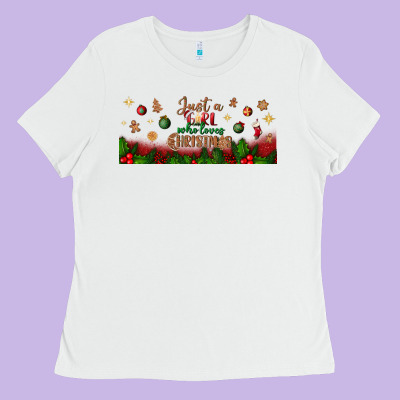 Just A Girl Who Loves Christmas Libbey Glass Ladies Tee Designed By Bundleandbundleshop
