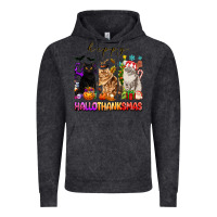 Vintage Black happy hallothanksmas cats Vintage Hoodie - texasbilliewilder