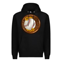 Black baseball with sunflower round earrings Premium Hoodie - BundleAndBundleShop