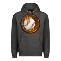 Charcoal Heather baseball with sunflower round earrings Premium Hoodie - BundleAndBundleShop