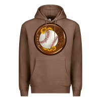 Chestnut baseball with sunflower round earrings Premium Hoodie - BundleAndBundleShop