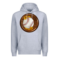 Heather Grey baseball with sunflower round earrings Premium Hoodie - BundleAndBundleShop