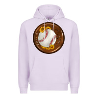 Lilac baseball with sunflower round earrings Premium Hoodie - BundleAndBundleShop