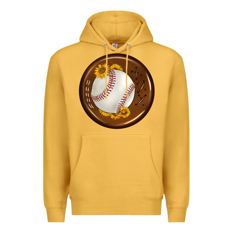 Baseball With Sunflower Round Earrings Premium Hoodie by BundleAndBundleShop | Teevron
