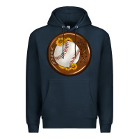 Navy baseball with sunflower round earrings Premium Hoodie - BundleAndBundleShop