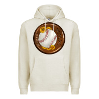 Oatmeal Heather baseball with sunflower round earrings Premium Hoodie - BundleAndBundleShop