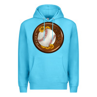 Ocean Blue baseball with sunflower round earrings Premium Hoodie - BundleAndBundleShop