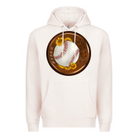 Pale Pink baseball with sunflower round earrings Premium Hoodie - BundleAndBundleShop