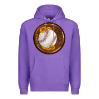 Purple baseball with sunflower round earrings Premium Hoodie - BundleAndBundleShop