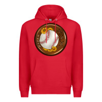 Red baseball with sunflower round earrings Premium Hoodie - BundleAndBundleShop