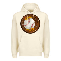Sandshell baseball with sunflower round earrings Premium Hoodie - BundleAndBundleShop