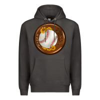 Smoke baseball with sunflower round earrings Premium Hoodie - BundleAndBundleShop