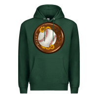 Sports Green baseball with sunflower round earrings Premium Hoodie - BundleAndBundleShop