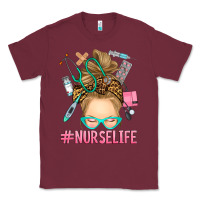 Burgundy blonde messy bun nurse life Classic Tee - RanaPortraitStore
