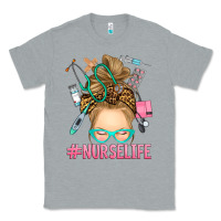 Heather Grey blonde messy bun nurse life Classic Tee - RanaPortraitStore