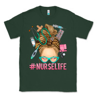 Sports Green blonde messy bun nurse life Classic Tee - RanaPortraitStore