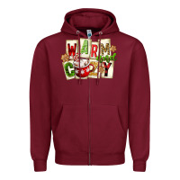 Burgundy warm and cozy hot cocoa Zipper Hoodie - FaDigitalArtStudio