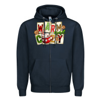 Navy warm and cozy hot cocoa Zipper Hoodie - FaDigitalArtStudio