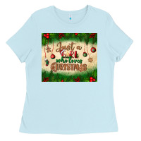 Baby Blue just a girl who loves christmas tumbler Ladies Tee - BundleAndBundleShop