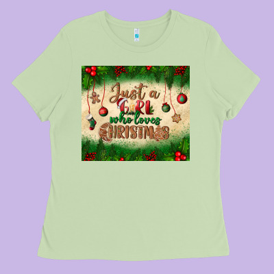 Just A Girl Who Loves Christmas Tumbler Ladies Tee Designed By Bundleandbundleshop
