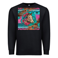 Black floral horse Premium Sweatshirt - LillyAllenDesigns