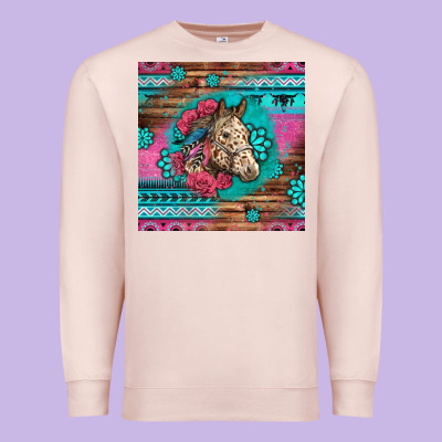 Floral Horse Premium Sweatshirt Designed By Lillyallendesigns