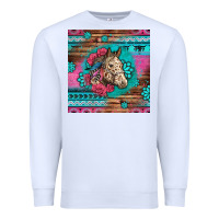 White floral horse Premium Sweatshirt - LillyAllenDesigns