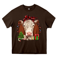 Chocolate Brown Christmas Hereford Heavy Core Tee - JahusDesignShop