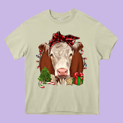 Christmas Hereford Heavy Core Tee Designed By Jahusdesignshop