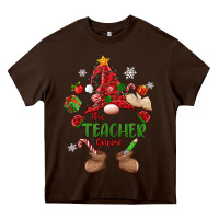 Chocolate Brown the teacher gnome christmas Heavy Core Tee - MaliasSmallBusiness