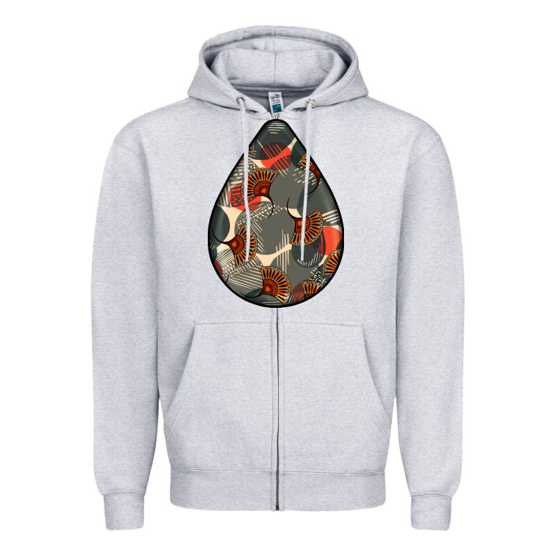 African Fabric Pattern Teardrop Earrings Zipper Hoodie by BundleAndBundleShop | Teevron