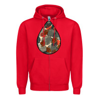 Red african fabric pattern teardrop earrings Zipper Hoodie - BundleAndBundleShop