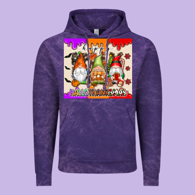Happy Hallothanksmas Gnomes Vintage Hoodie Designed By Texasbilliewilder