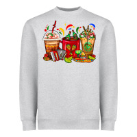Heather Grey Mexico Coffee Cups Heavyweight Sweatshirt - FaDigitalArtStudio