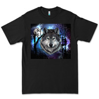 Black wolf and full moon Premium Tee - RanaPortraitStore
