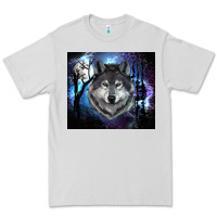 Dove Grey wolf and full moon Premium Tee - RanaPortraitStore