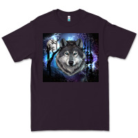 Plum wolf and full moon Premium Tee - RanaPortraitStore