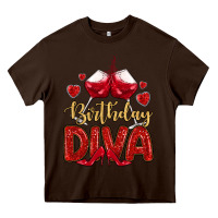 Chocolate Brown birthday diva Heavy Core Tee - MaliasSmallBusiness