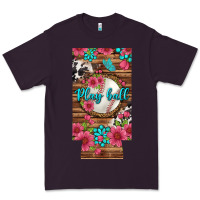 Plum Play Ball Baseball With Pink Flowers 12 Oz Slim Can Cooler Premium Tee - BundleAndBundleShop