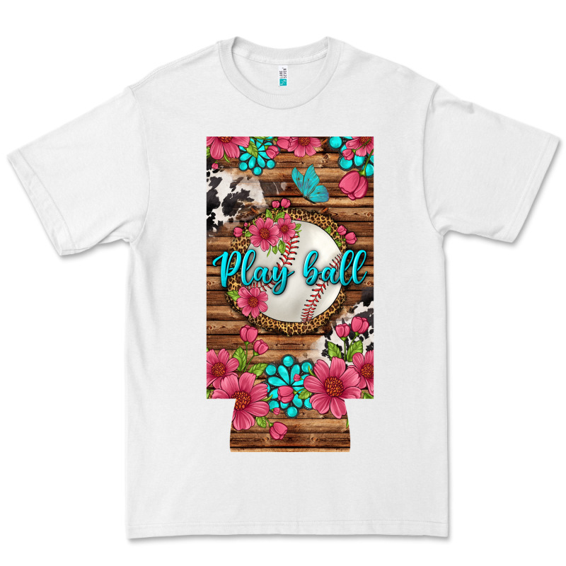Play Ball Baseball With Pink Flowers 12 Oz Slim Can Cooler Premium Tee by BundleAndBundleShop | Teevron