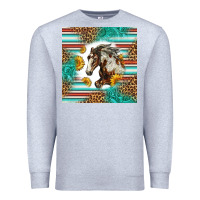 Heather Grey western mustang horse Premium Sweatshirt - LillyAllenDesigns