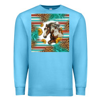 Ocean Blue western mustang horse Premium Sweatshirt - LillyAllenDesigns